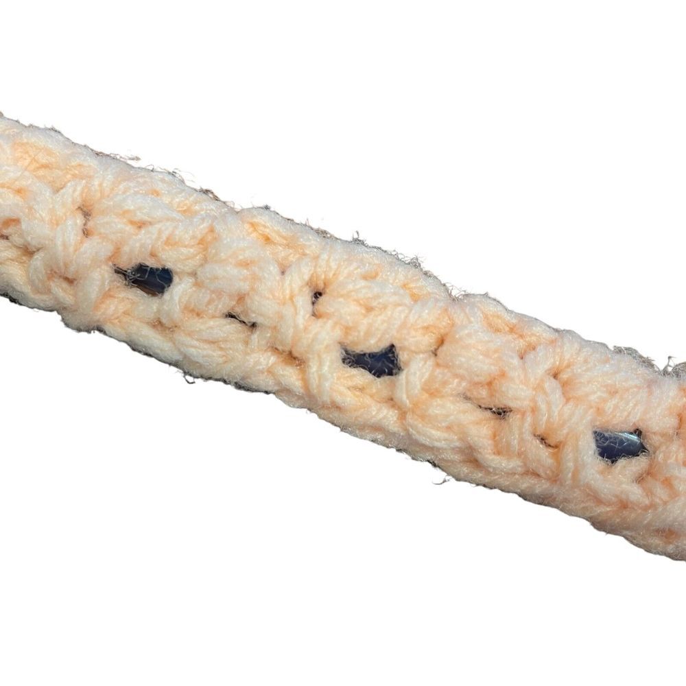 Vintage Crochet Covered Clothes Hangers Set of 3 Peach Camo Gray - Picture 9 of 13
